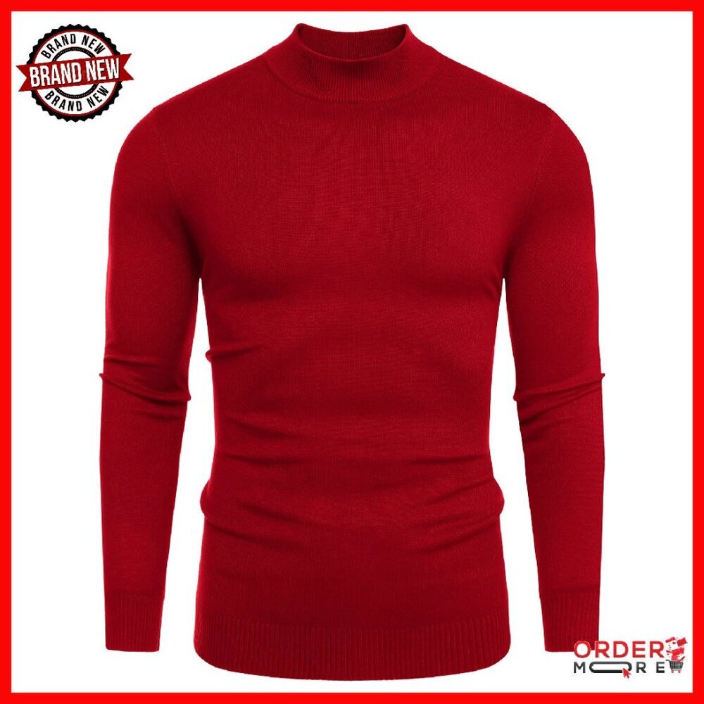 Men's Slim Fit Mock Turtleneck Thermal Sweater Long Sleeve Pullover